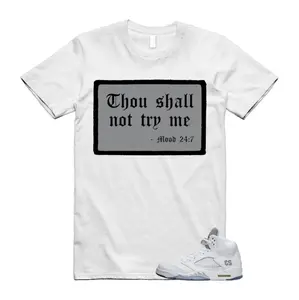 White Metallic 5 Style Tee, Tee Matching White Metallic 5 Sneaker, Sneaker Match Graphic Shirt, Unisex Cotton Streetwear Fashion Top
