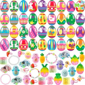 36 Pcs Prefilled Easter Eggs with Assorted Toys, Pre Filled Easter Fillers, Basket Stuffers for Kids, Egg Hunt, Party Favors, Classroom Prize Supplies
