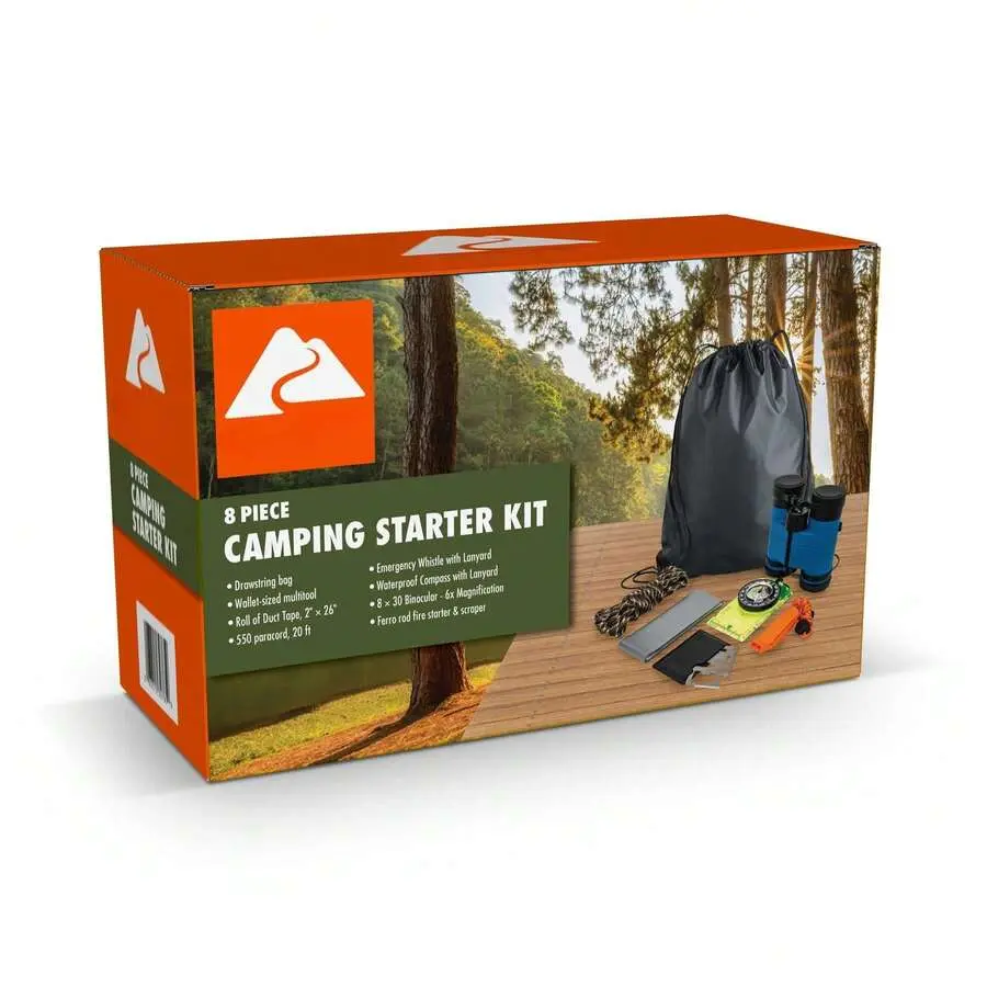 Camping Starter Set - 8 Essential Camping Gear Pieces for Beginners| All-in-One Kit for Camping, Hiking & Outdoor Trips