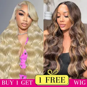 [Combo sale 24"&22"] buy 1 get 2 wig" 24 Inch 13x4 Deep Wave Hair Lace Front Wigs +13x4 22 Inch Deep wave Human Hair Hair PrePlucked HD Transparent LaceFrontalHuman HairWigs 180% Density
