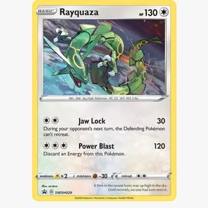 Pokemon TCG : Rayquaza - SWSH029 - SWSH: Sword & Shield Promo Card - 30 Jaw Lock & 120 Power Blast - 1/2 Power, 1/2 Resistance, 1/2 Paralysis