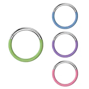Titanium Front Facing Glow in the Dark Hinged Septum Ring