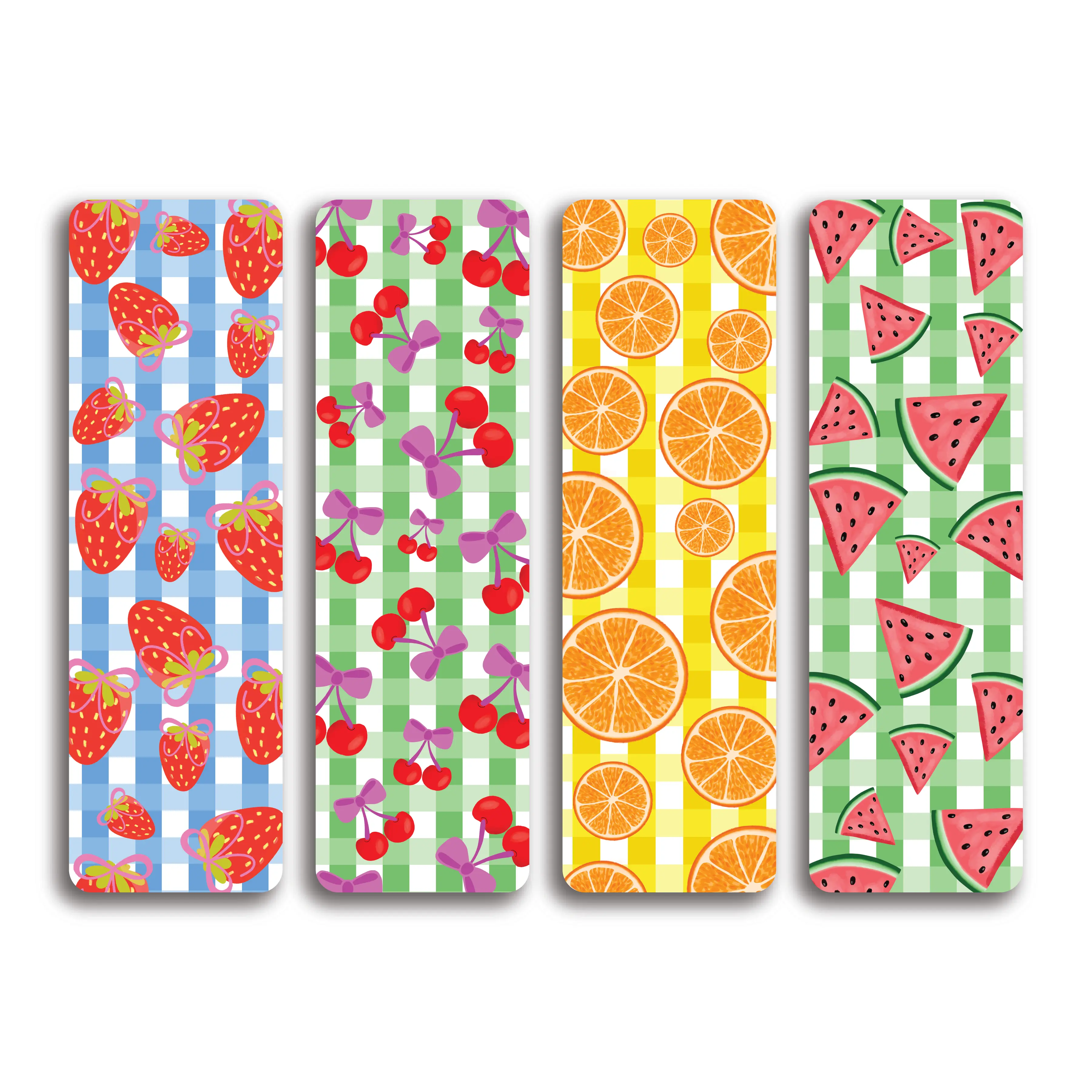 Gingham Fruit Bookmarks - UV Printed Acrylic Bookmark