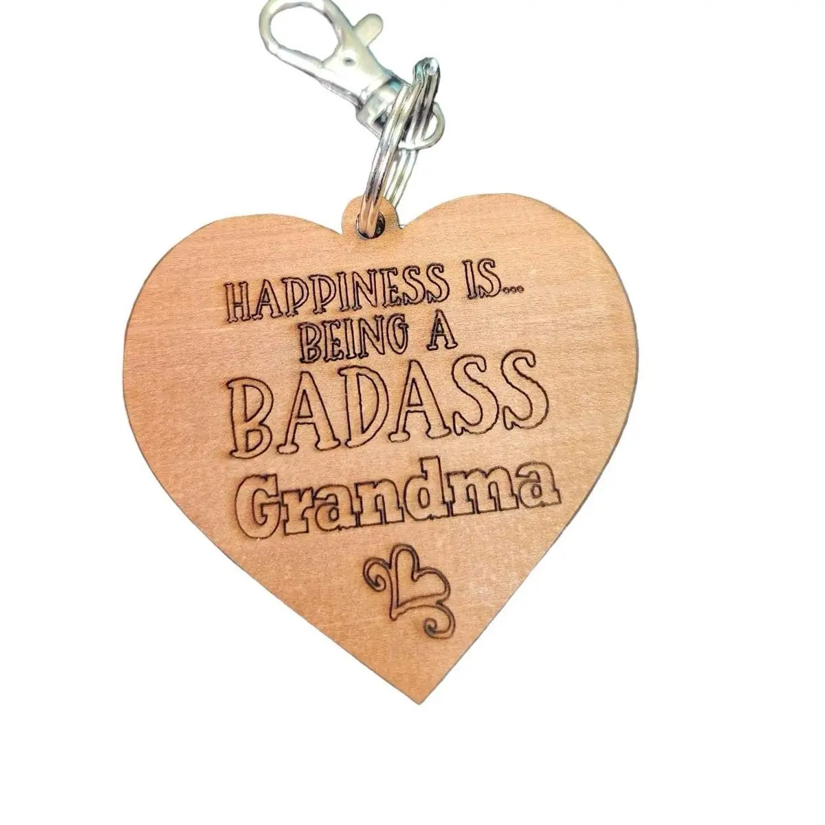 Badass Grandma Keychain made from reclaimed wood, USA-made