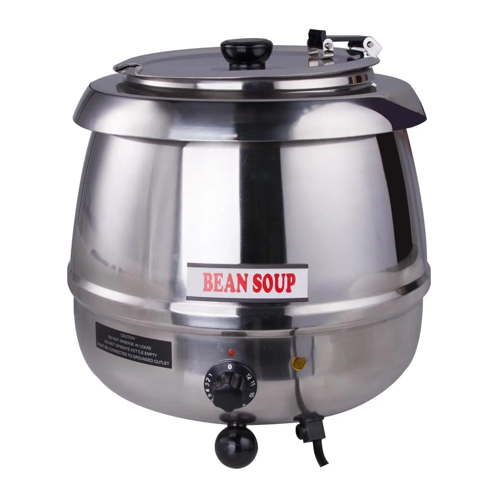 Hakka 11QT Commercial Electric Cookware Stainless Steel Soup Warmer - Durable Construction, 2000+ ml Capacity Stainless Steel Cooker with Hinged Lid for Cheese Melting, Buffet Use