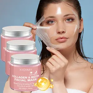 3pcs Collagen and Biotin Mask, Alcohol-Free, Gentle, Deep Moisturizing, Boosts Facial Elasticity, Brightens and Adds Glow, Face Mask