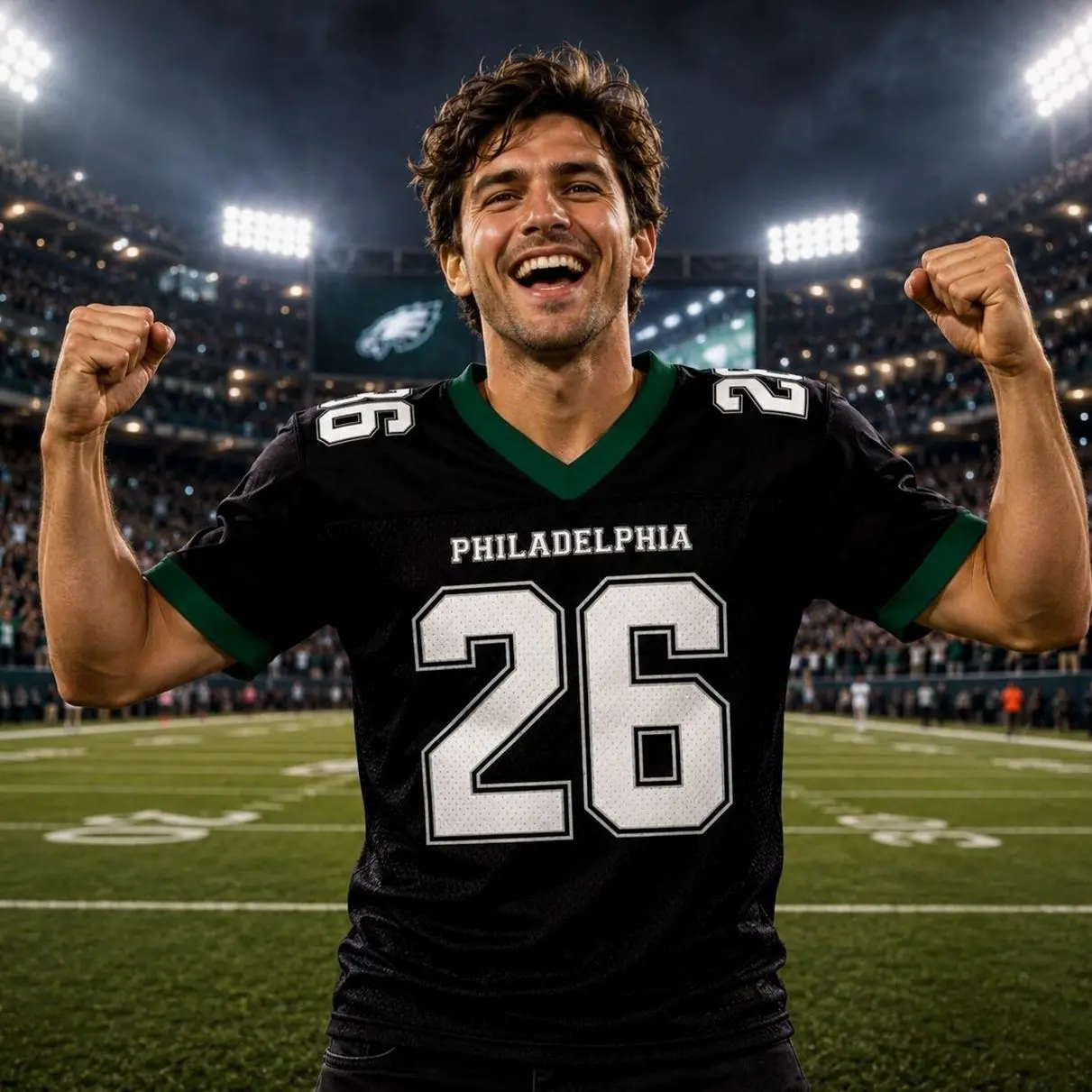 Midnight Green Football Fan Apparel Personalized, Custom Philly Style Jersey for Tailgate Nights & Stadium Sundays S73