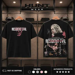 Resident Evil Requiem v9 horror Game Tshirt 2 Sided Cotton unisex graphic tees game anime manga movie Menswear Casual gamer merch t-shirt Clothes Top