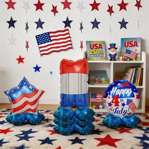 250th Anniversary Usa Balloon Decoration Set, DIY Column Balloons with Blue Bows, Independence Day Celebration, Flag Theme, Patriotic Decor, Balloon Party Supplies