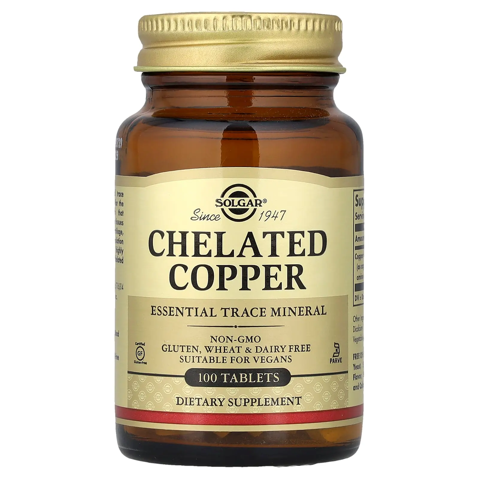 Solgar Chelated Copper, 100 Tablets (2.5 mg per Tablet)