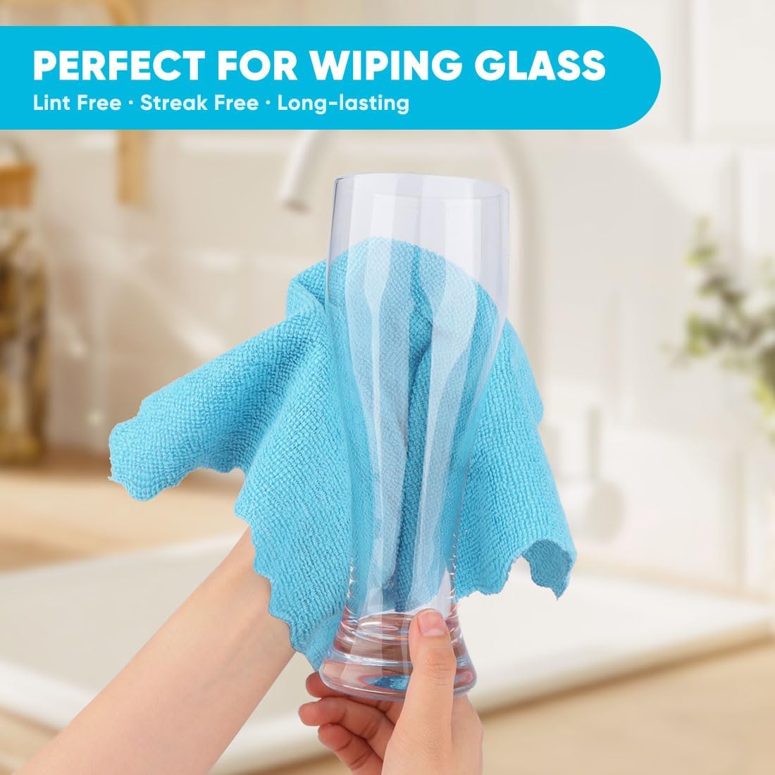 Microfiber Cleaning Cloth 24 Pack Highly Absorbent Reusable Lint Free Cloths for House Kitchen Car Care 12x11 inch Glass Towels Super Soft Effective Cleaning