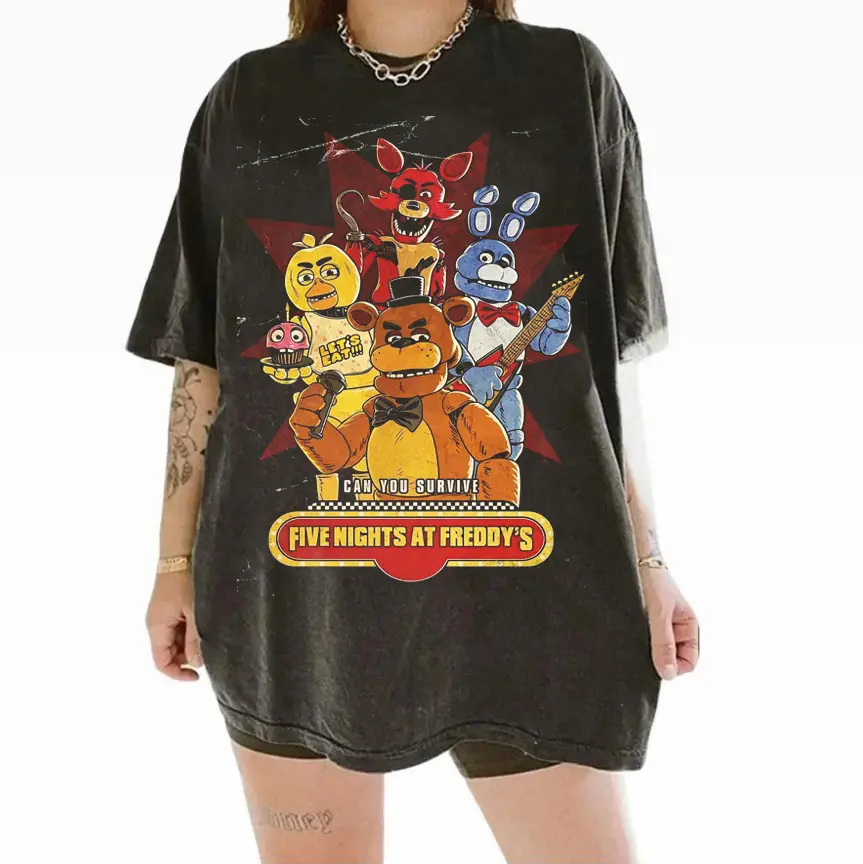 Five Nights at Freddyy's Vintage Tee - Horror Game Aesthetic, #FNAF Can You Survive Shirt, Gaming Shirts, Horror Game Tee, Retro Style
