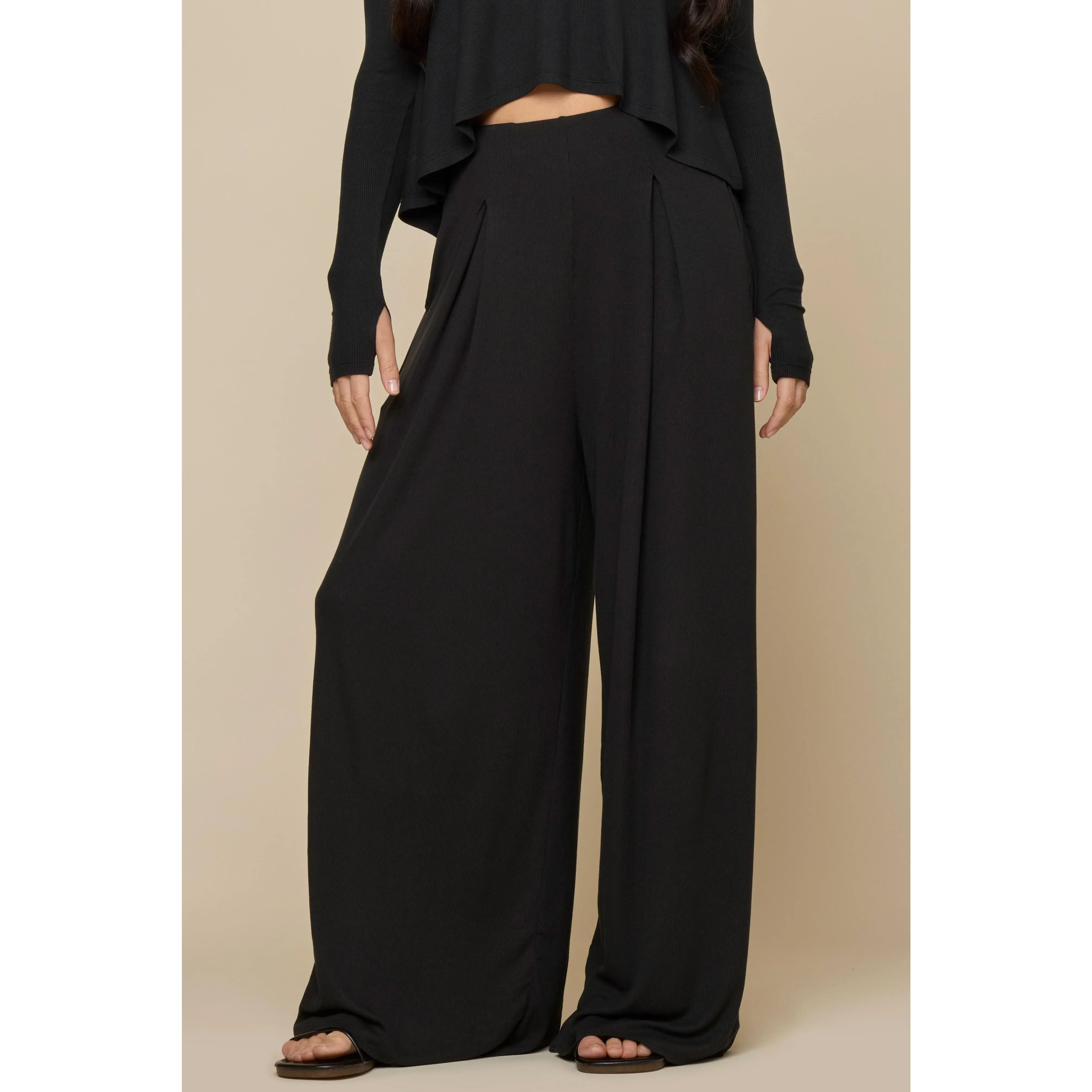 Go With The Flow Wide Leg Pant - Black