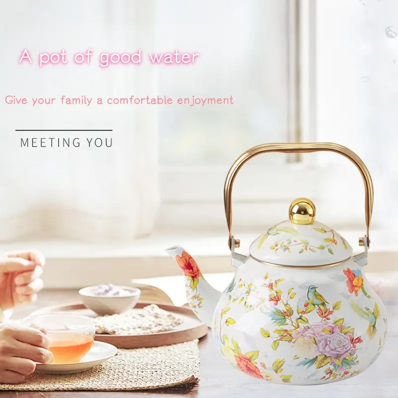 Retro thick enamel enamel teapot, European enamel teapot, portable teapot, kettle, universal electric stove