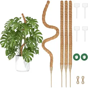 4Pack 30 Inch Bendable Moss Pole for  Monstera, Coco Coir  Support Pole for Small Climbing  Grow Up