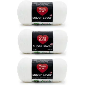 Red Heart Super Saver White Yarn - 3 Pack of 198G/7Oz - Acrylic - 4 Medium (Worsted) - 364 Yards - Knitting/Crochet Coats & Clark