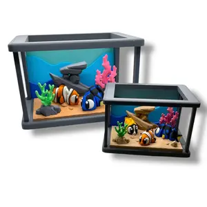 Adorable Mini Aquarium with 3 fish - 3D Printed Decor