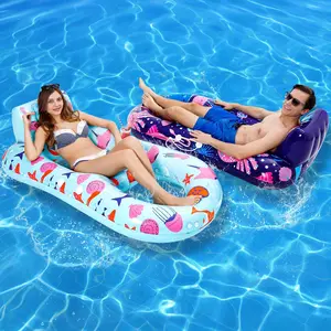 2 Pack Pool Floats Adult, Inflatable Pool Lounger Float Heavy Duty with Cup Holder, Backrest & Footrest Pool Lounge Float Extra Large Pool Rafts for Adults Beach Lake Party for Gifts for Women
