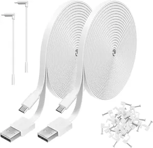 2 Pack 20FT Power Extension Cable Compatible with Wyze Cam V4,Wyze Cam v3,Wyze Cam Pan,WYZE Cam OG,NestCam Indoor,Blink,Amazon Cloud Camera,USB to Micro USB Durable Charging and Data Sync Cord(White)