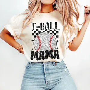 Retro T-Ball Mama Shirt, Baseball Mom Crewneck, Tee Ball Game Day Shirt