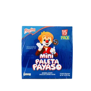 Ricolino Mini Paleta Payaso 15-Pack Marshmallow Lollipops with Dark Chocolate & Fruit Gummies Sweet Treat