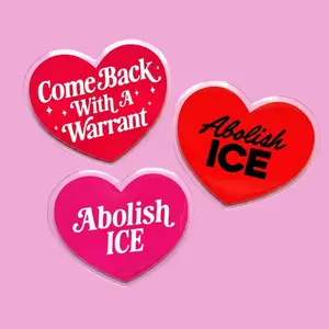 Abolish ICE Retro Heart Phone Grip, Anti ICE Bookish Grip, Political Griptok pop socket sticky Wireless Foldable Mag-Safe Holder Mount