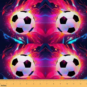 Soccer Fabric By The Yard,1 Yard Ball Game Upholstery Fabric for Chairs,Colorful Style Print Decorative Waterproof Fabric,Women Men Football Fabric, Polyester, Furniture
