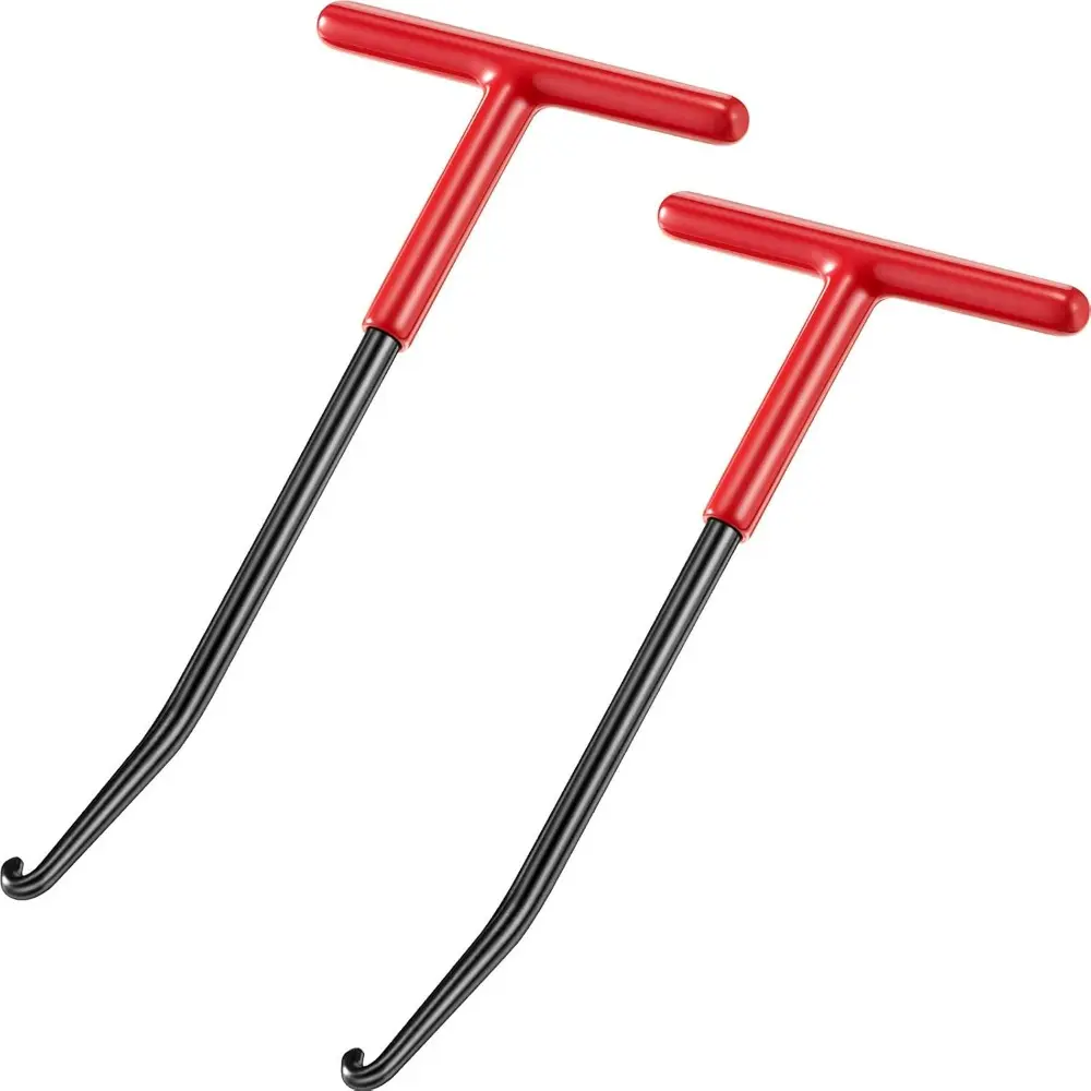 2 Pieces Exhaust Spring Puller Tool Hooks Tool Exhaust Hangers Removal For Motorcycle,Trampoline,Snowmobile,Dirt Bike T Handle Hooks Expander Pipe (Red with Black)