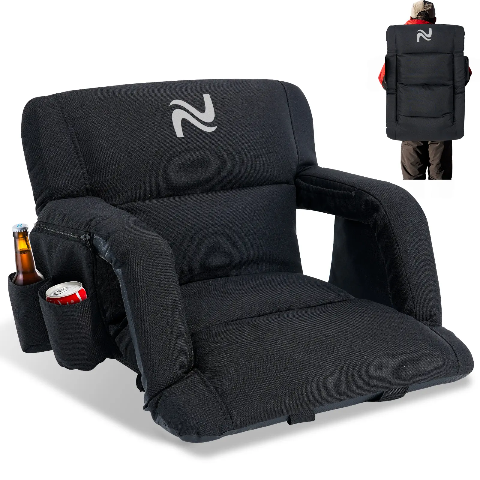 SLSY Thick Stadium Seats for Bleachers with Back Support, Folding Stadium Seats Bleacher Seats with Backs and Cushion, 6 Reclining Positions Stadium Chair for Sporting Events Outdoor Indoor