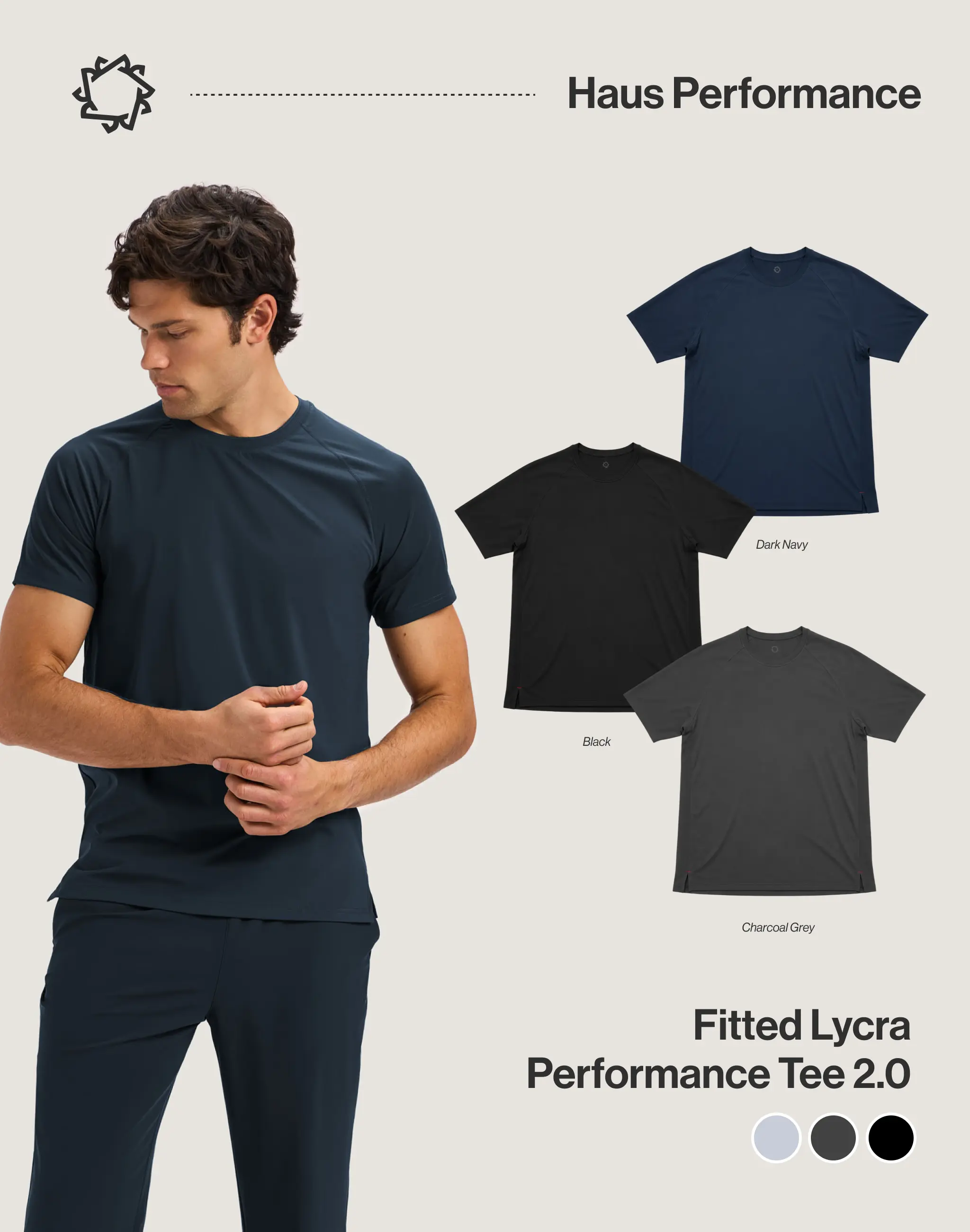Haus | Fitted Lycra Performance Tee 2.0 | Lightweight Stretch