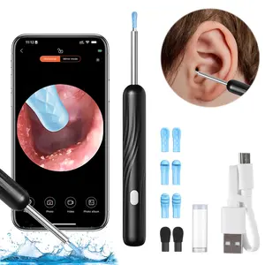 FREECUBE Ear Wax Removal Tool Camera - Ear Cleaner with Camera 1080P HD Ear Scope Wireless WiFi Rechargeable Ear Cleaning Kit - Ear Camera for iOS & Android Black Mother's Day Gift