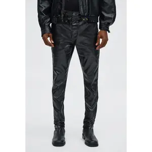 Stacked Skinny High Shine Wax Coated Jean - Black