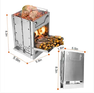 1Pc Portable Backpacking Stove For Camping Hiking Picnic BBQ Outdoor Cooker Folding Travel Charcoal Stove With Handle Carry Bag 2 Bolts gear camp