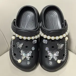 USOQ 14PCS Shoe Charms for Crocs Set Rhinestone Bling Shoe Charm Designer Jewelry Accessories for Women Girls Luxury Rhinestone Butterfly Jewelry Shoe Decoration with Bling Girly Chains Fashion for Party Favors Birthday Gifts