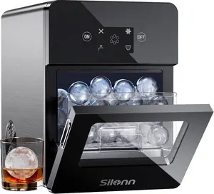 Silonn 2.4″ Sphere Ice Maker, Clear Ice Ball Maker with Slow-Melting, 3 pcs in 40 Mins, 100 pcs/Day, Crystal Sphere & Rapid Sphere Technology, Self-Cleaning Ice Maker Countertop Ideal for Whiskey