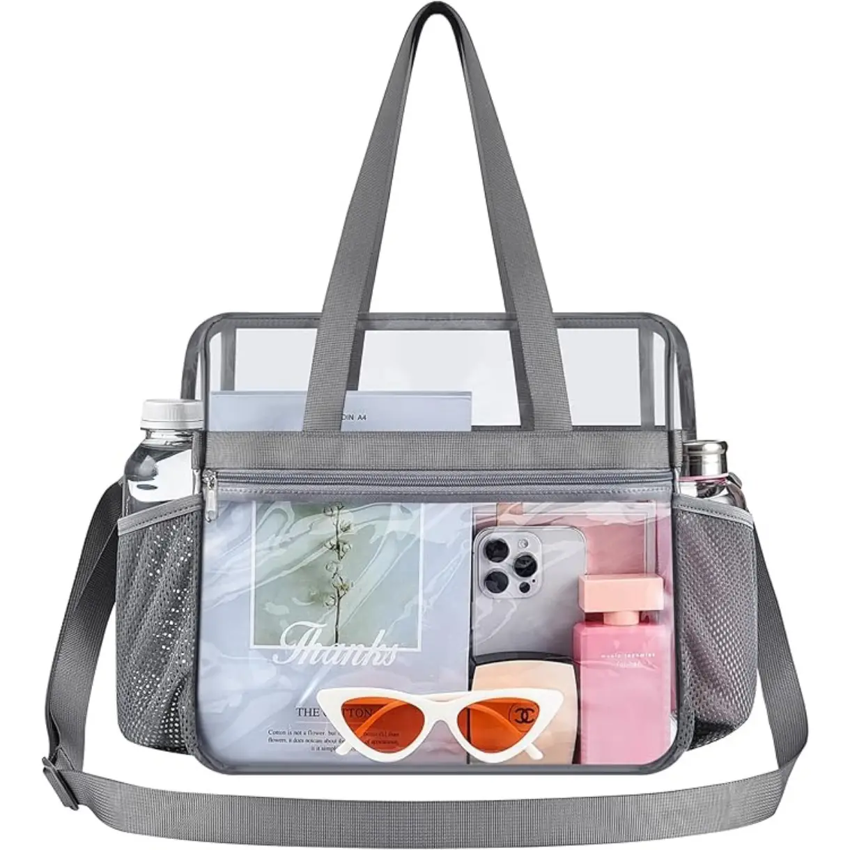 Clear Tote Stadium Approved, Security Travel & Gym Clear Bag for Work Sports Games Concerts