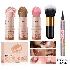 3 cream-textured contour tools, including blush stick, highlighter stick, bronzer stick, and eyeliner - create a flawless makeup look, contour sticks are refreshing and non-greasy, waterproof and long-lasting, - Christmas gift ...