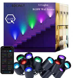 12PACK LED RGBIC String Downlights Smart LED String Lights Color Changing Indoor Wall Light Fixture for Party Music Sync App Control 15FT Decoration Lights Black