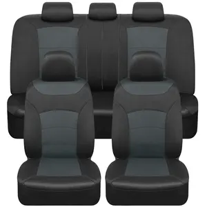 BDK carXS Turismo Car Seat Covers Full Set, Gray Two-Tone Front Seat Covers with Split Rear Bench Back Seat Cover, Automotive Seat Covers for Trucks SUV Van Auto