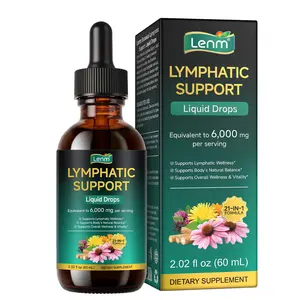【NEW】 Lymphatic Drainage Liquid Drops 6000mg Equivalent - 21-in-1 Herbal Blend with Echinacea, Burdock Root & Cleavers for Natural Detox, Immune Support & Healthy Circulation*, Alcohol-Free, Non-GMO, 2 Fl Oz