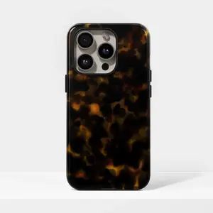 [New Product] Dark Amber Tortoise Shell Phone Case for iPhone 17 16 15 14 13 12 Plus Pro Max, Compatible with Samsung S25 S24 S23 S22 Plus Ultra - Dual-layer design/multiple protection