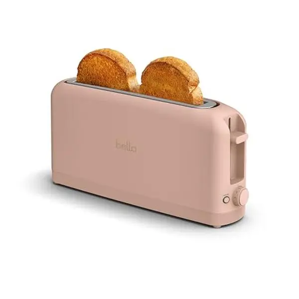 Bella Corded 2-Slice Slim Countertop Toaster - 10" Slot, 6 Shade Settings, Reheat, Cancel, Anti-Jam, Auto Shutoff, 900W, Blossom, Fits-Anywhere Kitchen Appliance