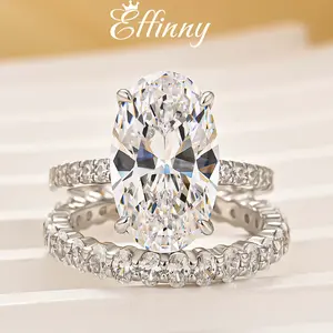 Effinny Oval Cut 8.0ct 2PC Wedding Ring Set, 925 Sterling Silver Promise Ring, 5A Cubic Zirconia Bridal Rings Set Women