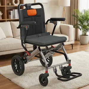 Ultra-Light Folding Travel Wheelchair with Lock Brakes & Flip Armrests for Elderly & Children, Wheelchair Seat Cushion