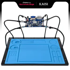 Kaisi 6-Arm Helping Hands Soldering Station – Heat-Resistant Mat, Adjustable Holder for PCB, Electronics, Jewelry & DIY Projects, Metal Heavy Duty Repair Tool Kit