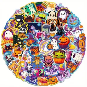 Halloween Pumpkin Bat Castle Graffiti Sticker Set of 50pcs for DIY Laptops Water Bottles Phones Decorative Stickers Perfect Gift for Halloween Enthusiasts