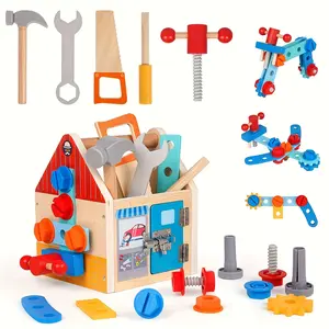 Wooden Children's Tool Set with Latch Lock Mixed Color Educational Construction Toys Children's Pretend Toy Kit Ideal Birthday or Christmas Gift Children's Toy Tools mini cooking mud kitchen toddlers mini cooking mud kitchen toddlers Montessori multi