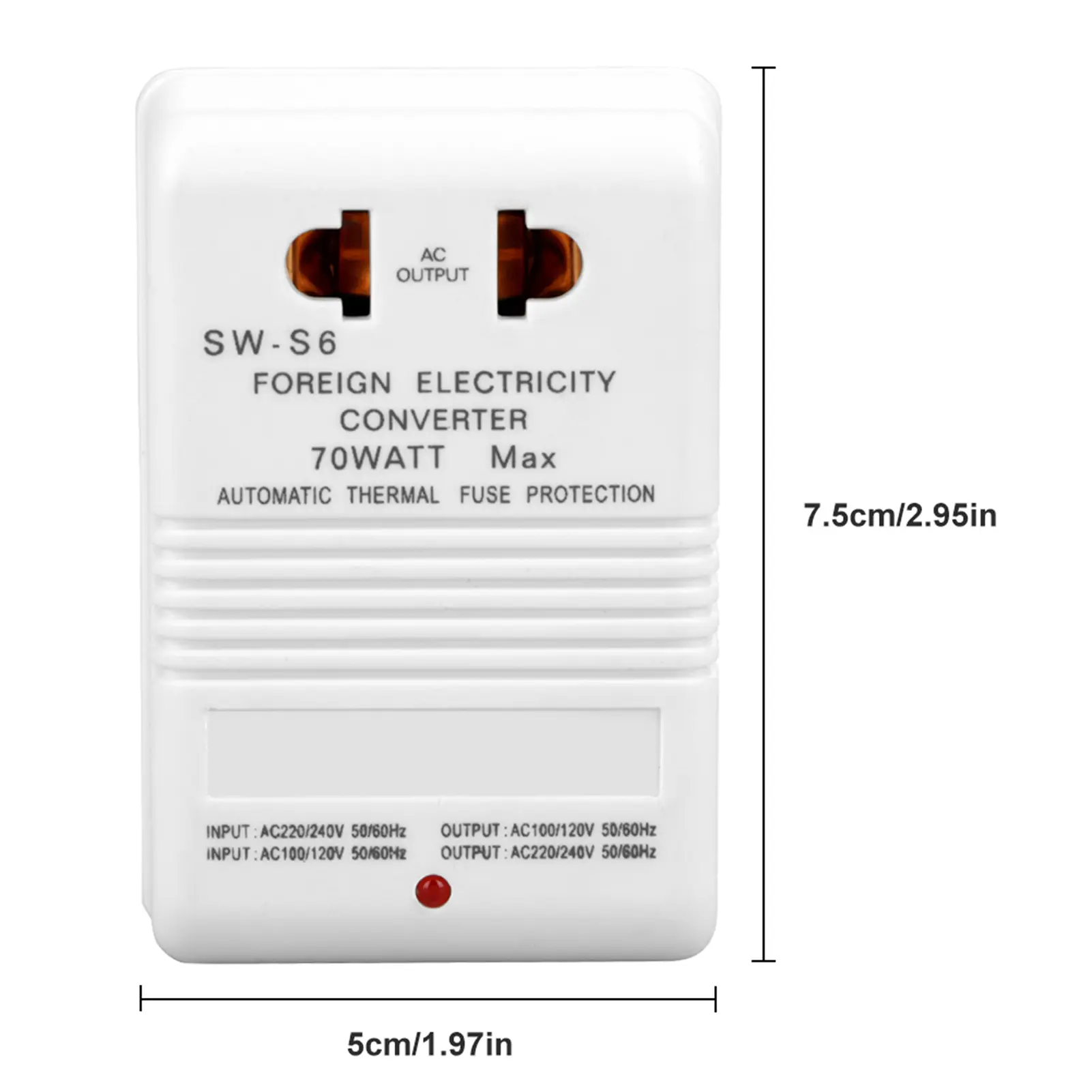 70W Step-Up & Step-Down Voltage Converter Transformer, CN Standard Plug, ABS Construction, 314g, 55-60Hz, Suitable for Traveling & Under 30W Devices, Dual Voltage