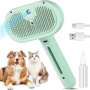 2025 New 3 in 1 Pet Steam Brush for Shedding & Grooming, Pet Hair Removal Comb,Self Cleaning Brush with Release Button,Water Brush for Cats Dogs