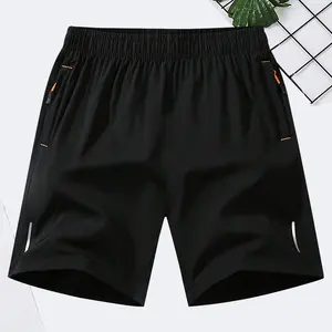 Men's Casual Summer Shorts - Simple Lightweight Design, Letter Print Detail, Drawstring Waist, Quick-Dry Stretchy Fabric, Zippered Pockets - Ideal for Gym Workouts, Outdoor Activities